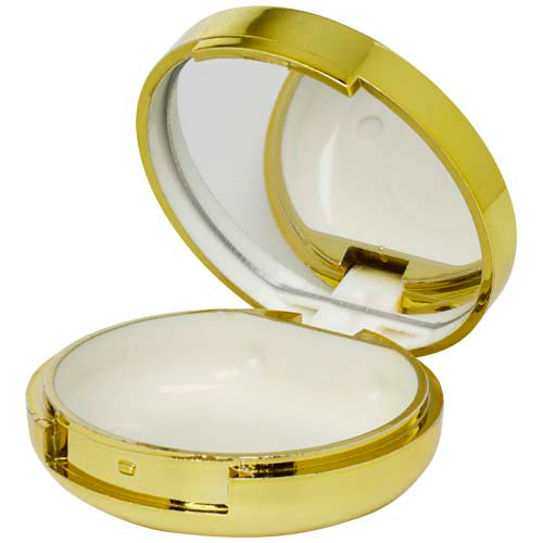 Goldene Ero Lippenpflege-Dose mit Spiegel, individuell bedruckbar; Signalshop.de Werbeartikel, Giveaway.