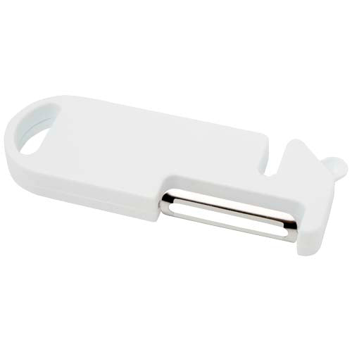 Weißes Kipper Mehrzweck Küchengerät aus Kunststoff, individuell gestaltbar, Signalshop.de Werbeartikel.