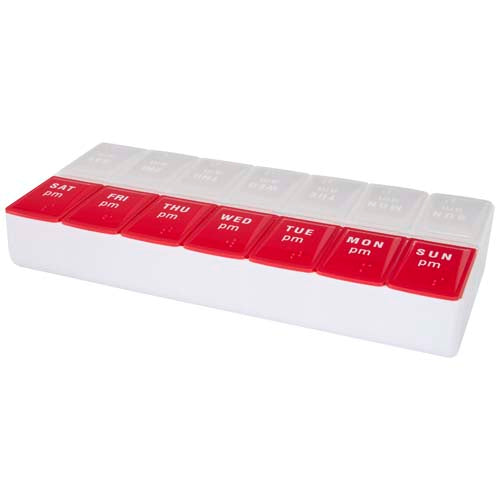 Cycle 7 Tage Multivitamin Organizer in Weiß und Rot von Signalshop.de, individuell bedruckbar, ideal als Werbeartikel.
