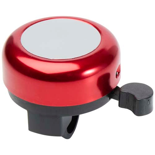 Rote Bellix Fahrradglocke, metallisch glänzend, individuell mit Logo gestaltbar, Signalshop.de Werbeartikel.