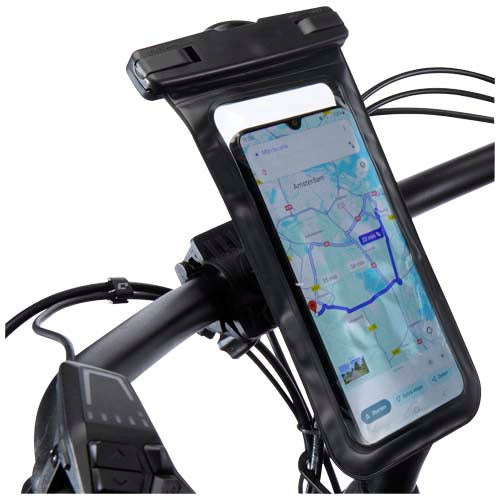 Clutcha Universal Telefonhalterung f5cr Fahrradlenker, schwarz, individuell gestaltbar, Signalshop.de Werbeartikel.