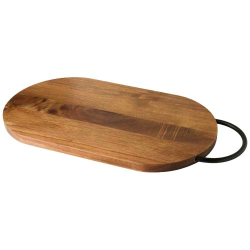 Julienne Akazienholz Schneidebrett mit Griff, oval, individuell mit Logo von Signalshop.de bedruckbar, ideal als Werbeartikel, Werbegeschenke, Werbemittel, Giveaway.