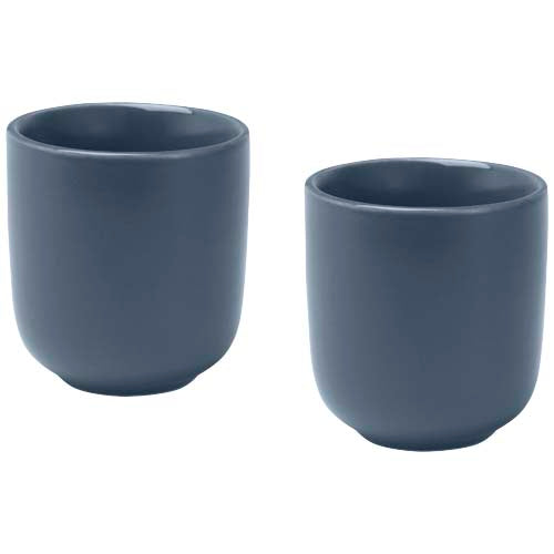 Set aus zwei blauen Keramik-Espressotassen, individuell bedruckbar, von Signalshop.de, Werbeartikel, Werbegeschenke.