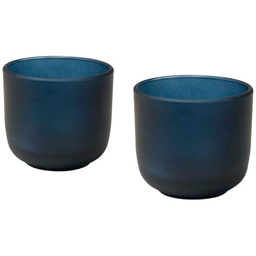 Signalshop.de: Blaues 200 ml Glasbecher-Set aus Glas, 2er-Set, individuell bedruckbar. Werbeartikel, Werbegeschenke.