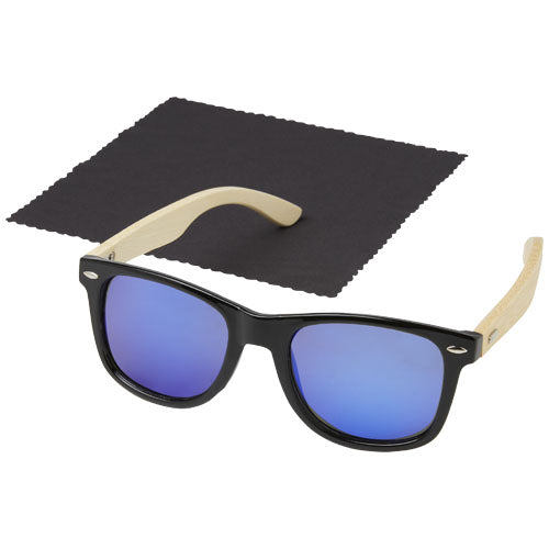 Verspiegelte Sonnenbrille aus rPET/Bambus von Signalshop.de, nachhaltig, individuell gestaltbar, Werbeartikel.