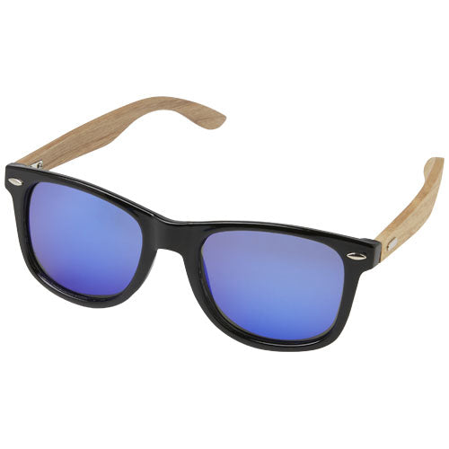 Hiru Sonnenbrille aus rPET-Holz mit verspiegelten Gläsern, individuell gestaltbar, von Signalshop.de, Werbeartikel.