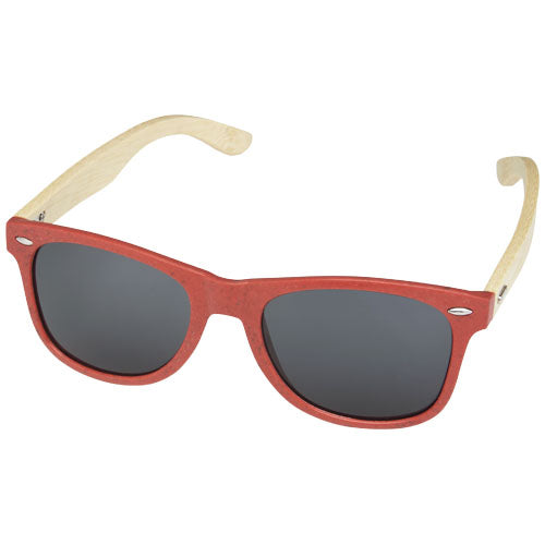 Sun Ray Bambus Sonnenbrille in Rot mit UV400, nachhaltig und individuell bedruckbar von Signalshop.de, Werbeartikel.
