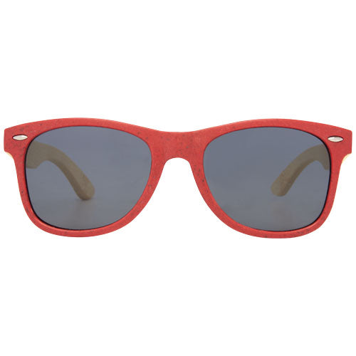 Rote Sun Ray Bambus Sonnenbrille von Signalshop.de, nachhaltig, mit Logo bedruckbar; Werbeartikel, Werbegeschenke.