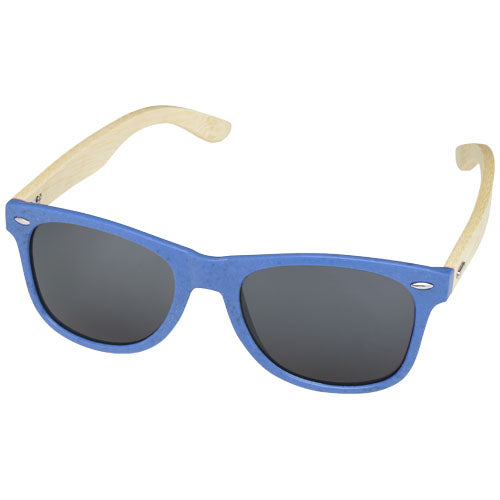 Sun Ray Bambus Sonnenbrille in Blau mit UV400-Schutz, individuell gestaltbar bei Signalshop.de, Werbeartikel.