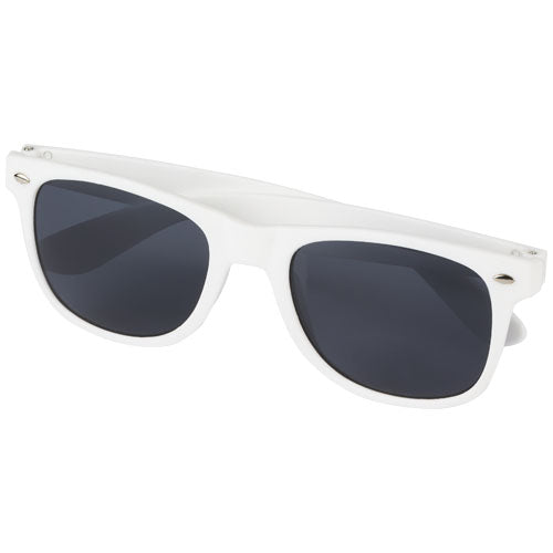 Weiße Sun Ray Sonnenbrille aus recyceltem Kunststoff, individuell mit Logo bedruckbar, erhältlich bei Signalshop.de; Werbeartikel, Werbegeschenke, Werbemittel, Giveaway.