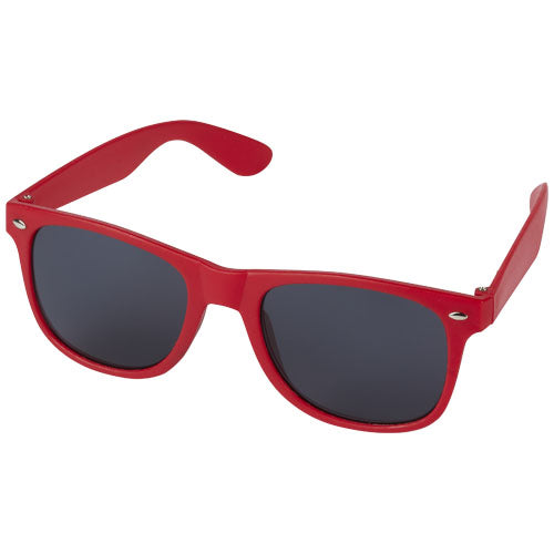 Rote Sun Ray Sonnenbrille aus recyceltem Kunststoff, individuell bedruckbar, von Signalshop.de. Nachhaltige Werbeartikel.