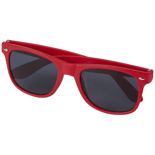 Rote Sun Ray Sonnenbrille aus recyceltem Kunststoff, individuell mit Logo gestaltbar, bei Signalshop.de als nachhaltiges Werbegeschenk.