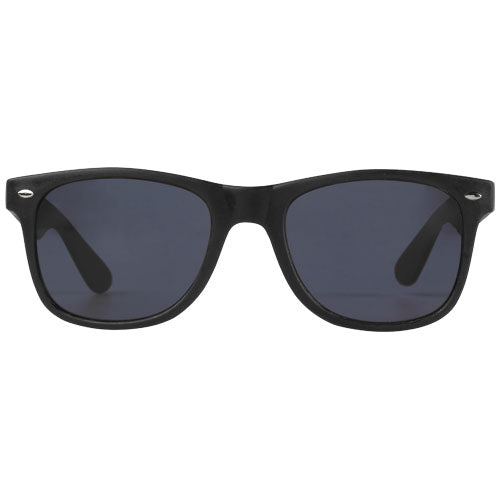 Schwarze Sun Ray Sonnenbrille aus recyceltem Kunststoff, individuell mit Logo gestaltbar, Signalshop.de Werbeartikel.