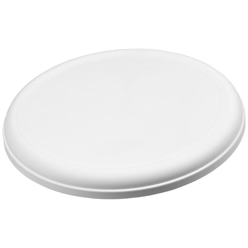 Weißer Orbit Frisbee aus recyceltem Kunststoff, individuell mit Logo bedruckbar, Signalshop.de Werbeartikel.