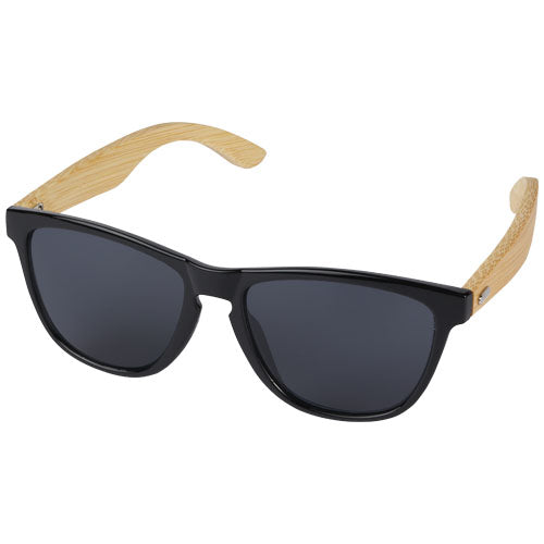 Sun Ray Ocean Bound Sonnenbrille mit schwarzem Kunststoffrahmen und Bambusbügeln, nachhaltig, Signalshop.de Werbeartikel.