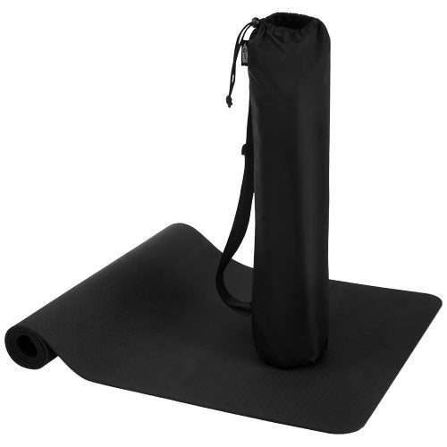 Virabha Yogamatte aus recyceltem TPE in Schwarz mit Tasche, individuell bedruckbar, Signalshop.de Werbeartikel.
