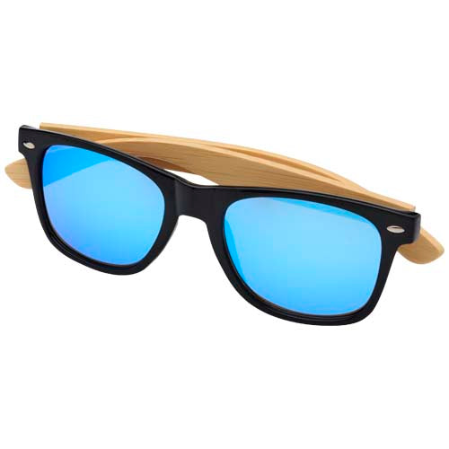 Hue Sonnenbrille mit Bambusbügeln, blau getönt, individuell gestaltbar, Signalshop.de Werbeartikel