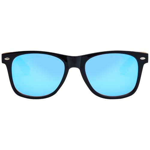 Hue Sonnenbrille mit blauen Gläsern und Bambusbügeln, individuell gestaltbar, Signalshop.de Werbeartikel.