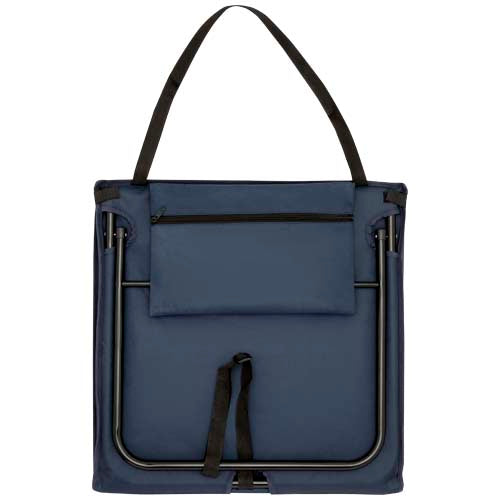 Blaue Serene Strandliege aus Stoff, faltbar mit Tragegurt, individuell bedruckbar, Werbeartikel von Signalshop.de.