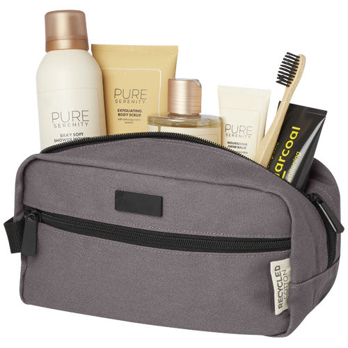 Joey Kosmetiktasche aus recyceltem Canvas mit Kosmetik, individuell bedruckbar, Signalshop.de Werbeartikel
