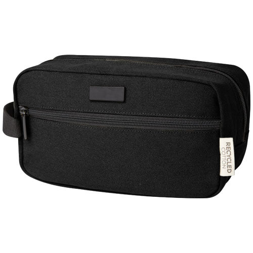 Schwarze Joey Kosmetiktasche aus recyceltem Canvas, individuell bedruckbar, Signalshop.de Werbeartikel