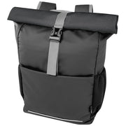 Aqua 15" wasserabweisende Fahrradtasche aus recyceltem Material, schwarz, mit Roll-top, individuell bedruckbar, Signalshop.de Werbeartikel.