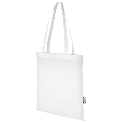 Weiße Zeus Non Woven Tragetasche aus recyceltem Material, individuell bedruckbar, von Signalshop.de, ideal als Werbeartikel.