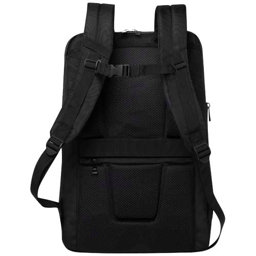Schwarzer Expedition Pro 35L Laptop-Rucksack aus recyceltem Material mit Rückentasche, individuell bedruckbar, Signalshop.de Werbeartikel.
