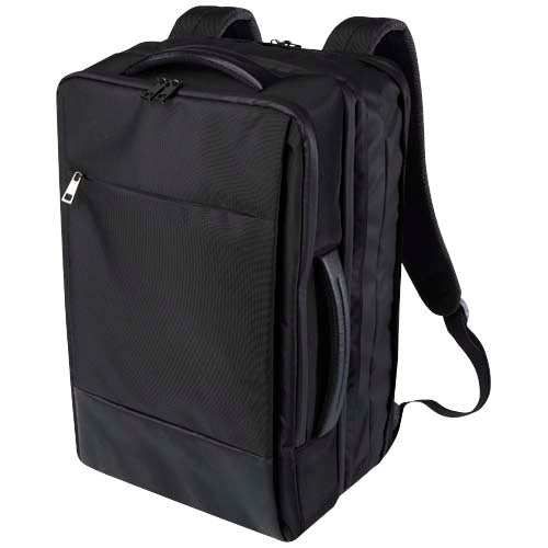 Schwarzer Expedition Pro 35L Laptop-Rucksack aus recyceltem Material, individuell mit Logo gestaltbar bei Signalshop.de, ideal als Werbeartikel, Werbegeschenk, Werbemittel oder Giveaway.