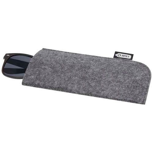 Graues Felta Brillenetui aus recyceltem GRS-Material mit Sonnenbrille, individuell bedruckbar. Signalshop.de Werbeartikel.