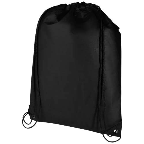 Schwarzer Evergreen Sportbeutel aus recyceltem Material mit Kordelzug, ideal für Werbung bei Signalshop.de.