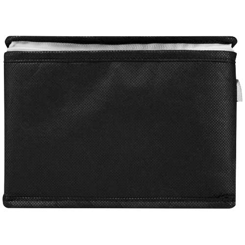 Schwarze Spectrum Kühltasche aus recyceltem Material, individuell mit Logo bedruckbar, Signalshop.de Werbeartikel.