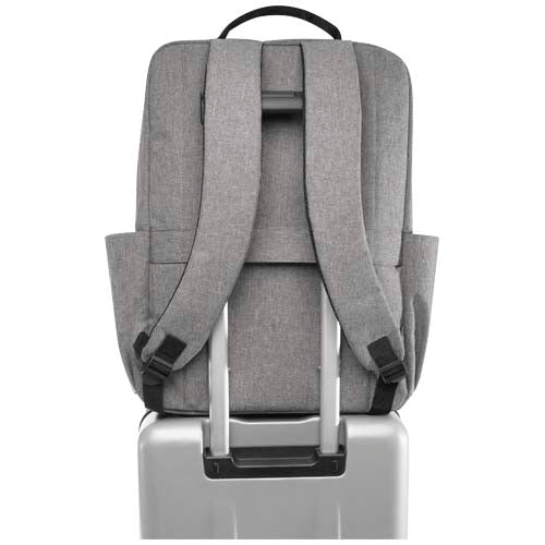 Grauer Libra 15" Laptop-Rucksack aus recyceltem Material, individuell bedruckbar, Signalshop.de Werbeartikel.