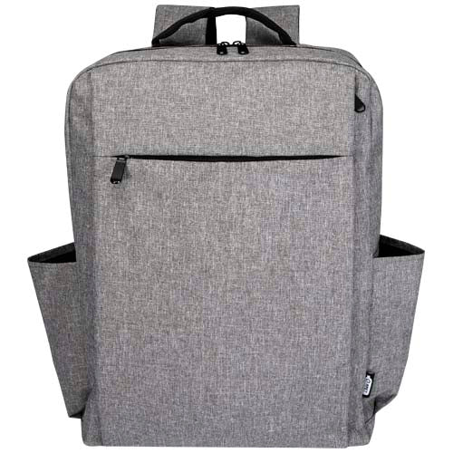 Grauer Libra 15" Laptop-Rucksack aus recyceltem GRS-Material, individuell gestaltbar, Signalshop.de Werbeartikel.