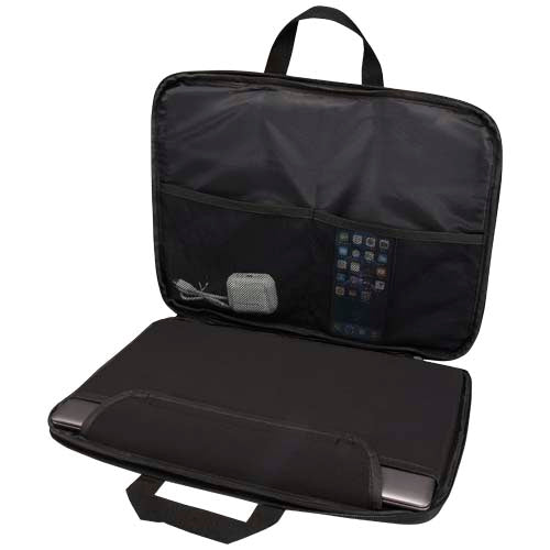 Libra 14” 2-in-1-Laptoptasche aus recyceltem Material, schwarz, individuell bedruckbar, Signalshop.de Werbeartikel.