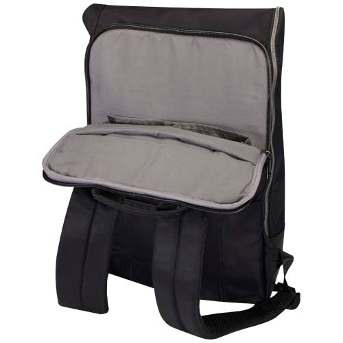 Rhine 15" Rolltop-Rucksack aus recyceltem GRS-Material, schwarz, individuell bedruckbar, Signalshop.de Werbeartikel