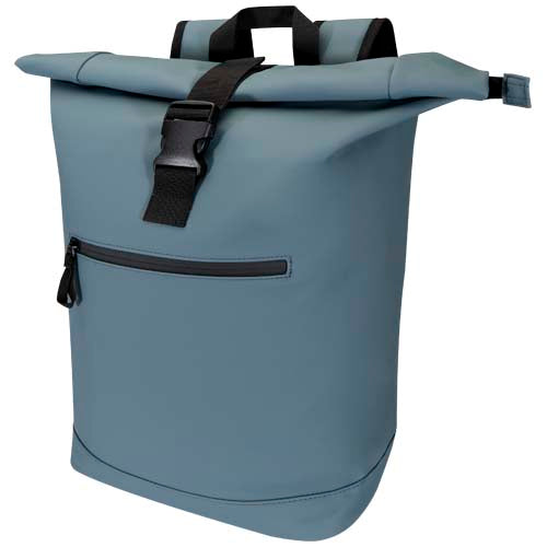 Resi Plus 15" GRS-recycelter Rolltop Rucksack in Blau, individuell mit Logo, erhältlich bei Signalshop.de als Werbeartikel.