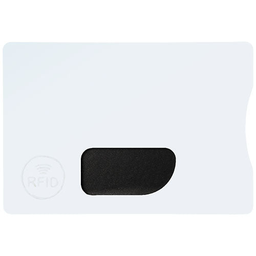 Weiße RFID Kreditkartenschutzhülle von Signalshop.de, individuell bedruckbar, idealer Werbeartikel für Reisen.