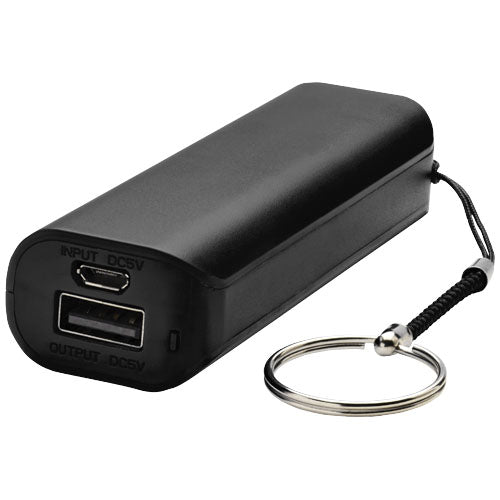 Schwarze Span 1200 mAh Powerbank, individuell mit Logo bedruckbar, ideal als Werbeartikel auf Signalshop.de.