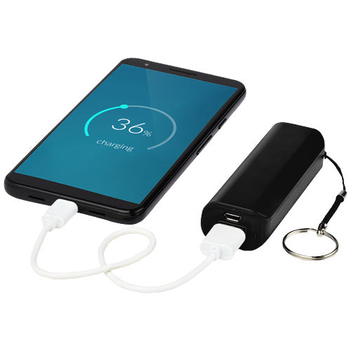 Schwarze Span 1200 mAh Powerbank von Signalshop.de, individuell mit Logo gestaltbar, ideal als Werbeartikel, Werbegeschenk.