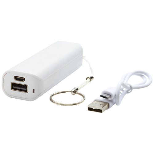 Weiße Span 1200 mAh Powerbank, rechteckig, mit USB-Kabel, individuell bedruckbar bei Signalshop.de, Werbeartikel.