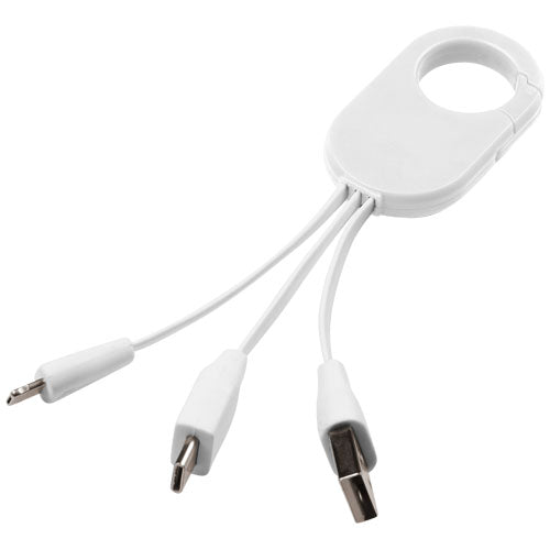 Weißes Troop 3-in-1 Ladekabel von Signalshop.de, individuell bedruckbar, ideal als Werbeartikel oder Werbegeschenke.