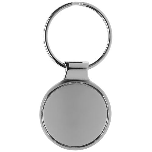 Runder Schlüsselanhänger aus Metall, individuell mit Logo gestaltbar, erhältlich bei Signalshop.de, ideal als Werbeartikel, Werbegeschenk, Werbemittel oder Giveaway.