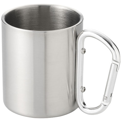 Edelstahl-Isolierbecher 200 ml mit Karabinergriff, individuell bedruckbar, Signalshop.de Werbeartikel.