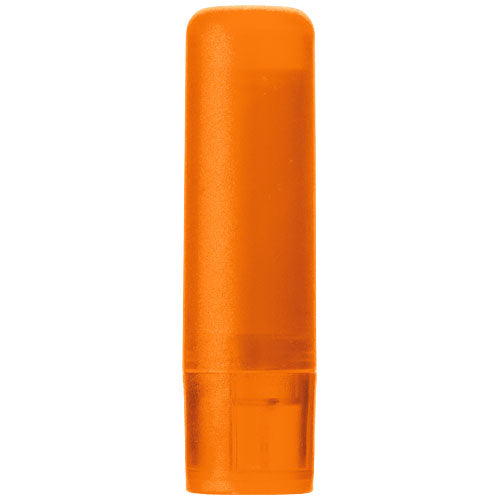 Orangefarbener Lippenpflegestift von Signalshop.de, individuell bedruckbar, ideal als Werbeartikel oder Giveaway.