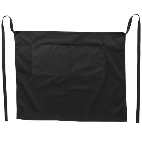 Schwarze Skyla 240 g/m² Schürze aus Baumwolle, individuell bedruckbar, ideal für Küche und BBQ. Signalshop.de Werbeartikel.