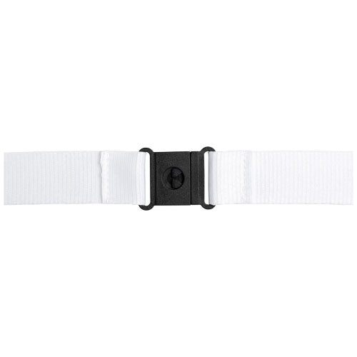 Weißes Yogi Lanyard mit Sicherheitsverschluss, individuell gestaltbar, erhältlich bei Signalshop.de.