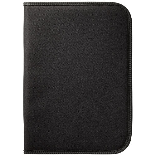 Schwarze Berkeley A4 Reißverschlussmappe aus Stoff, individuell mit Logo gestaltbar bei Signalshop.de, Werbeartikel.