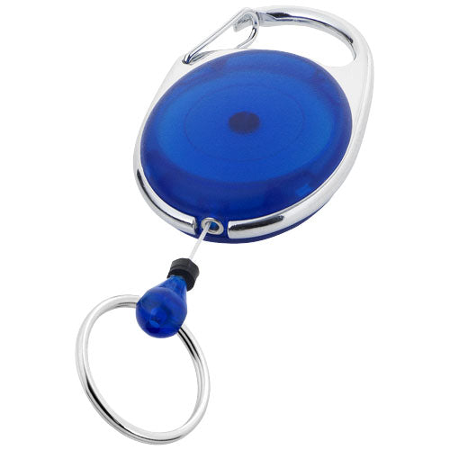 Blaue Gerlos Schlüsselkette mit Rollerclip aus Metall, individualisierbar, erhältlich bei Signalshop.de, Werbeartikel.