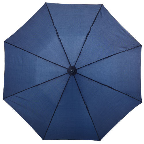 Blauer Oho 20" Kompaktregenschirm mit Segmenten, individuell bedruckbar, Signalshop.de Werbeartikel.